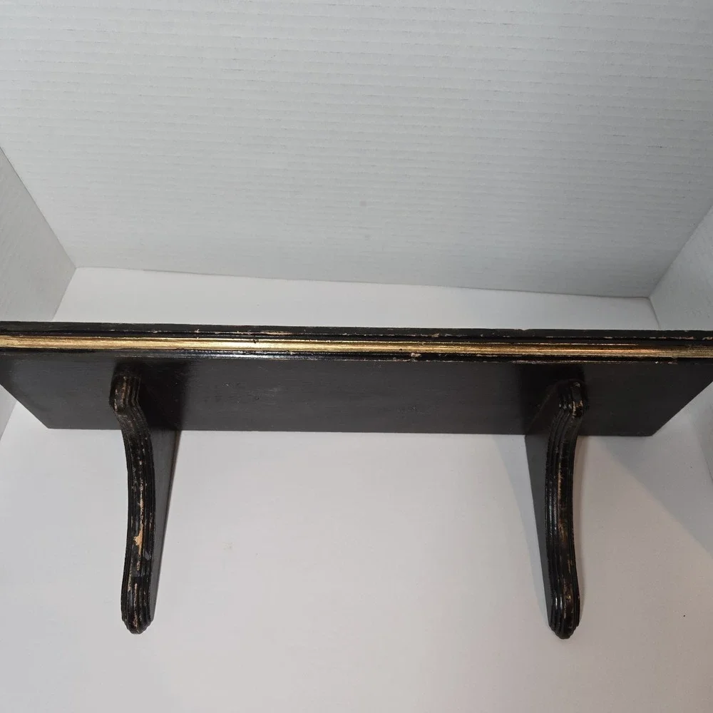 Vintage Solid Wood‎ Wall Mount Shelf w/Plate Rail Display Curio Knick Knack